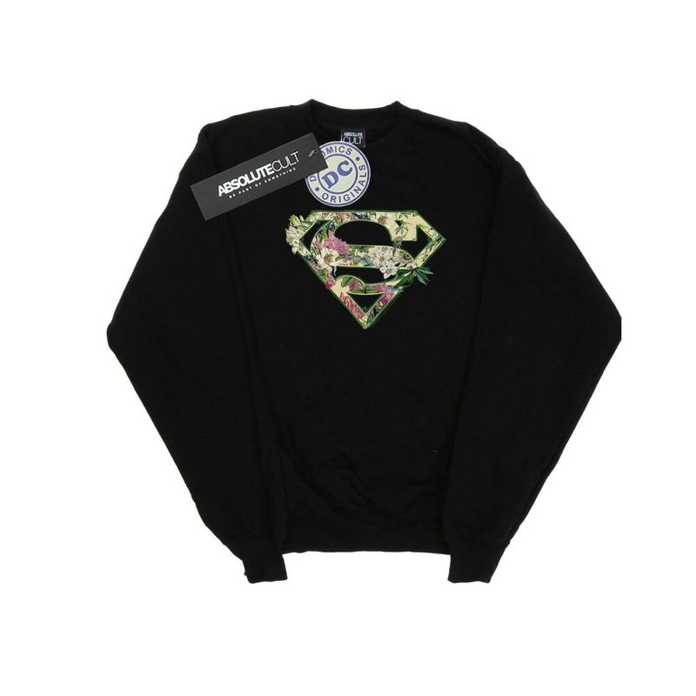 DC Comics Womens/Ladies Supergirl Floral Shield Sweatshirt / Black